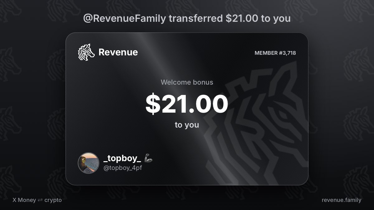 topboy_4pf's tweet photo. @RevenueFamily Received, $21.00 from @RevenueFamily https://t.co/6JVxFmANmx