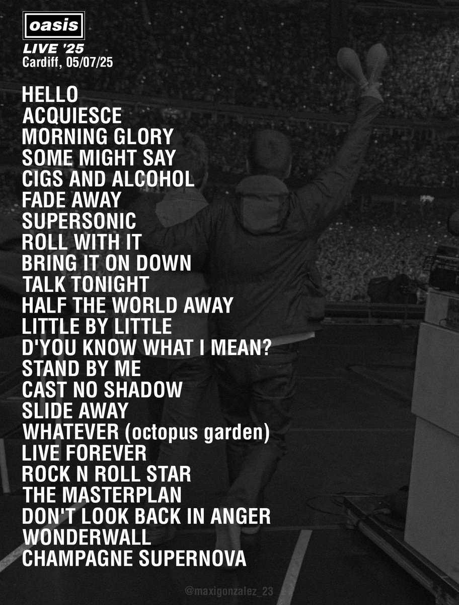 oasiscentral_'s tweet photo. Oasis 2027 Setlist 👀 

Drop 3 ❌, Add 3 ✅ https://t.co/kIghEfh2lA