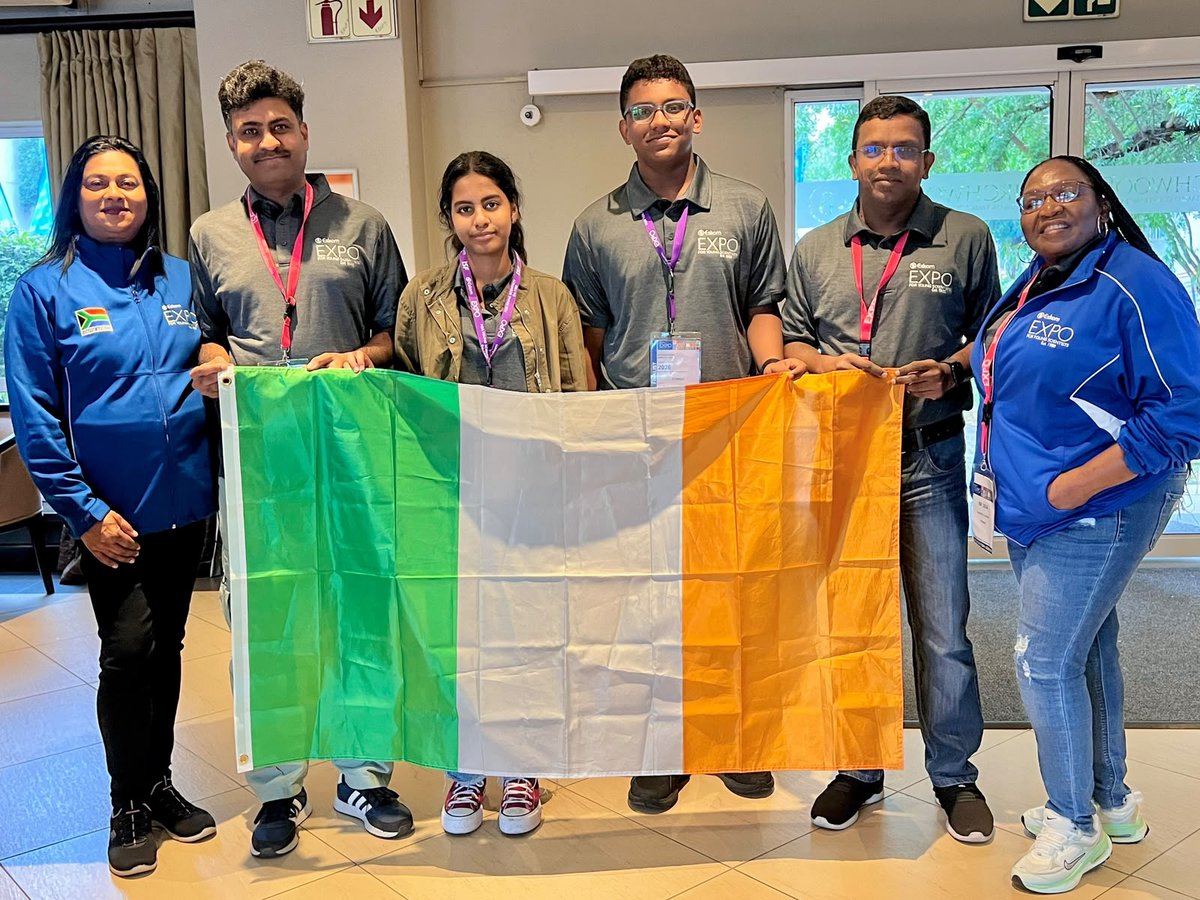 SciFest4STEM's tweet photo. 🇮🇪 🇿🇦 @Exposcience ISF 2026 
Aditya &amp; Srinidhi design Ireland's poster &amp; visit the Cradle of Humankind a UNESCO World Heritage Site in Gauteng, South Africa, famous for yielding nearly half of the worlds early human ancestor fossils &amp; the Sterkfontein Caves. #scifest20years https://t.co/0WpC2stptK