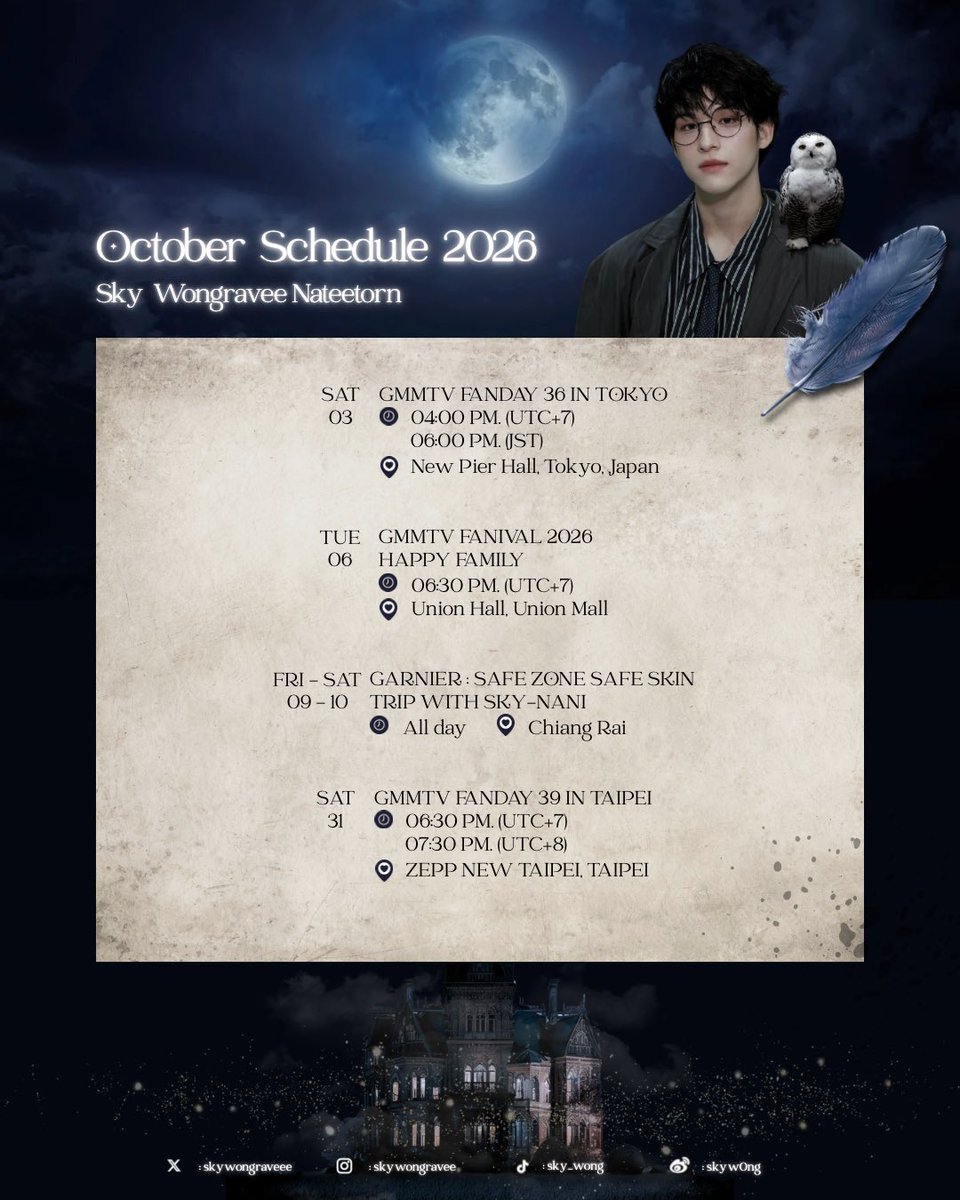 skyscutter's tweet photo. SKY WONGRAVEE &amp; SMYLE’S SCHEDULE 
OCTOBER 2026 | 01.10.26

#skywongravee 
#Skys2026Schedule
#SMYLE 
#SMYLEs2026Schedule
#ก้อนเมฆของสกาย 
#MyCloudy ☁️ https://t.co/9UeqoL8kJN