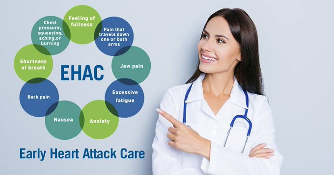 RiversideMC's tweet photo. Early Heart Attack Care (or EHAC) education teaches you to recognize the early signs and symptoms of a heart attack. Why? We want you to become an active bystander so you can save a life - even if it's yours. #EHAC https://t.co/4XZub0NdIR