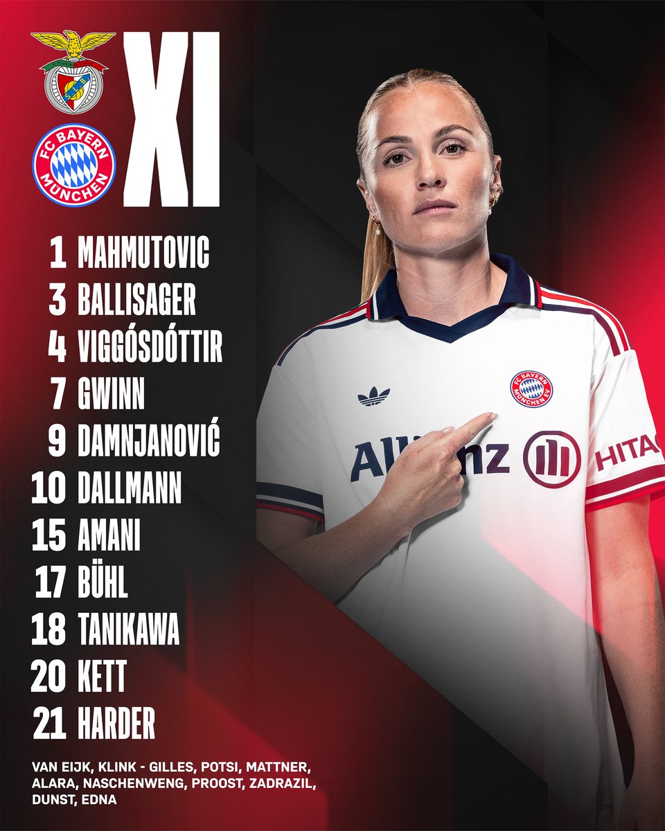 FCBfrauen's tweet photo. Unsere 𝑺𝑻𝑨𝑹𝑻 𝑿𝑰 für die Partie bei Benfica Lissabon. ⚪✨ https://t.co/1vJYz8P2zc