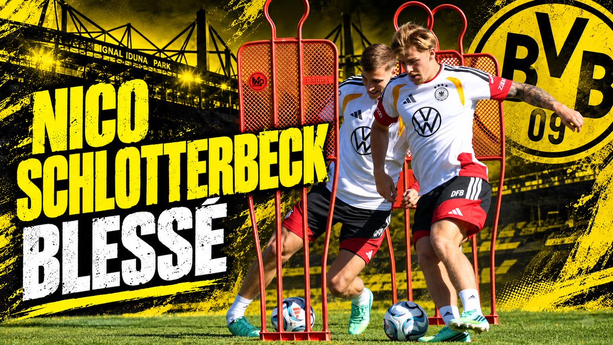 FranceBvb's tweet photo. 🤕Inquiétude autour de Nico Schlotterbeck, victime d’une blessure à la cheville avec l’Allemagne …
✍️Les dernières infos :
https://t.co/dbnhzWxnkd
#BVB #Bundesliga #DFBTeam #Schlotterbeck https://t.co/HeXWe5w7uf