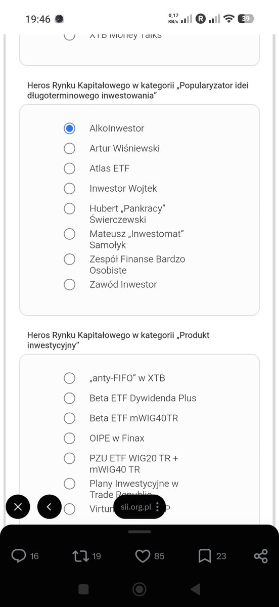 ArkadiuszRyll's tweet photo. @AlkoInwestor Zagłosowane ;) https://t.co/i205YpA2IX