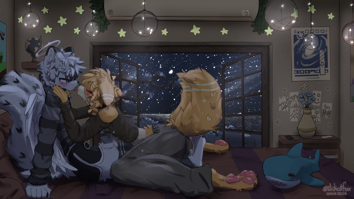 slickestfox's tweet photo. Sleeping over~ . * ✨ https://t.co/9VwJZIPS83