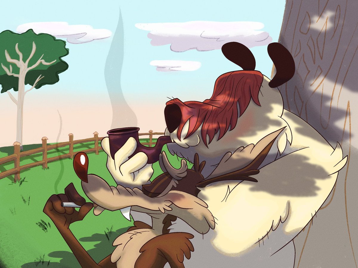 ElyssaSaldana's tweet photo. Smoke Break 🚬
#samsheepdog #ralphwolf #sheepwolf #PunchingIn (my idea for another ship name) #looneytunes https://t.co/OMny9TIGa8