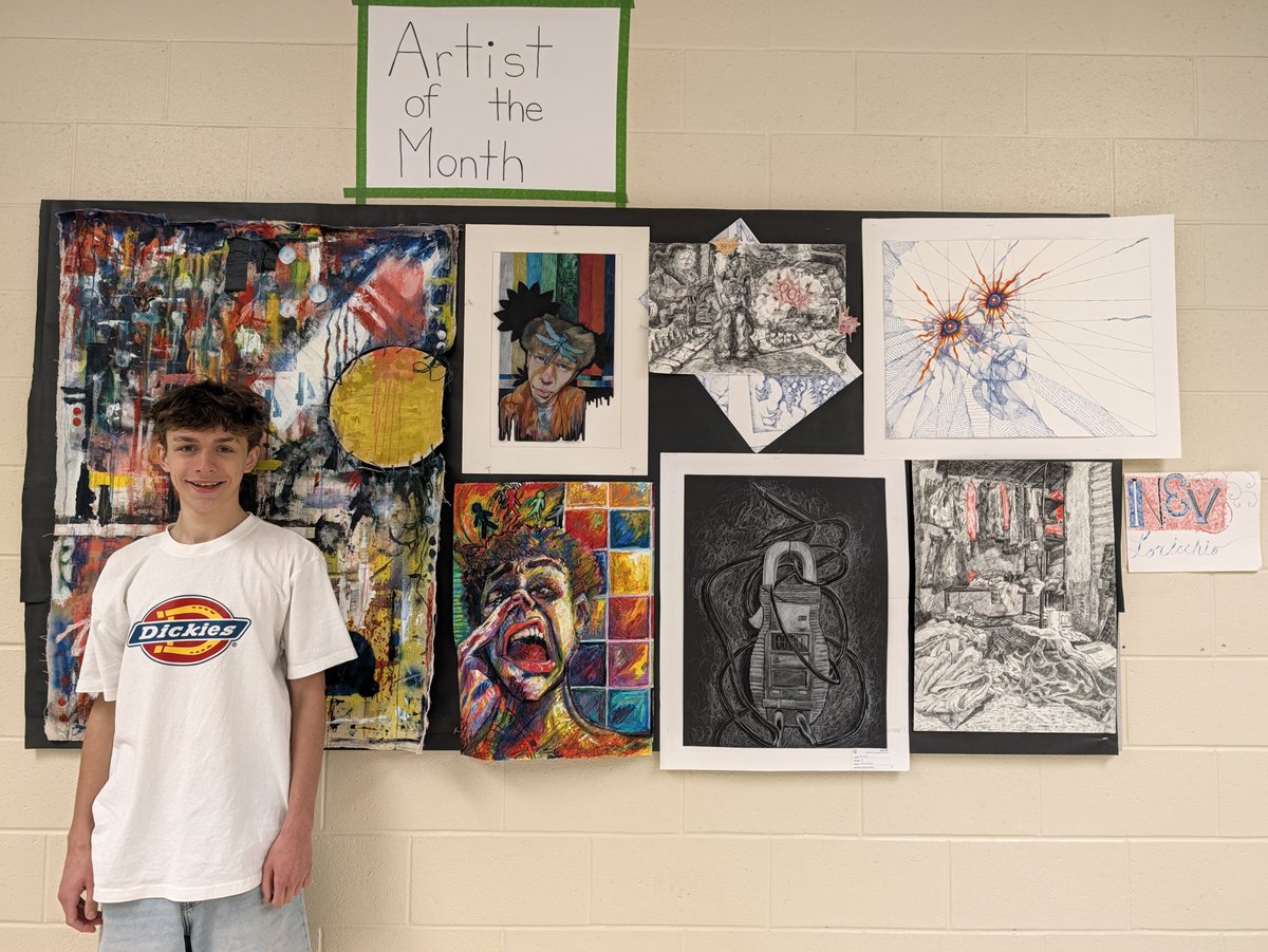 walton_art's tweet photo. Celebrating our Artist of the Month! Congrats to Nev! We are so proud to recognize this incredibly talented artist. Nev serves as a Co-President of (NAHS)& was selected to attend (GHP) for Visual Art.He's also in Drama! #cobbartrocks #artsedga #waltonart #WaltonRaiders #GoRaiders https://t.co/JyYeI3zTYw