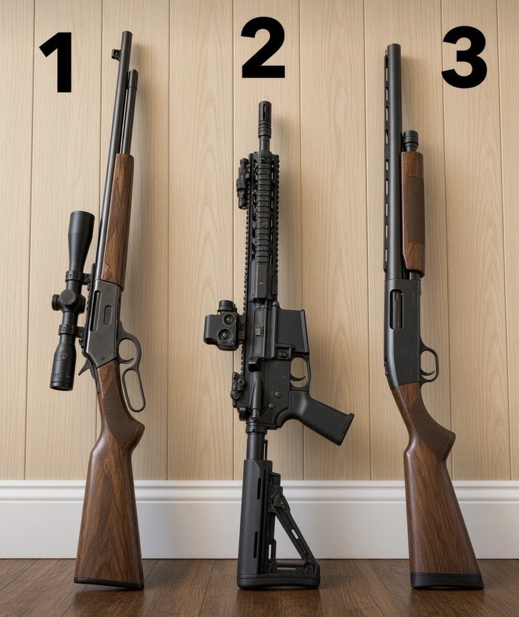greatamericap's tweet photo. It's 2:17 AM, Someone just kicked in your door. Which of these three are you grabbing?? https://t.co/dt9IcuCngD