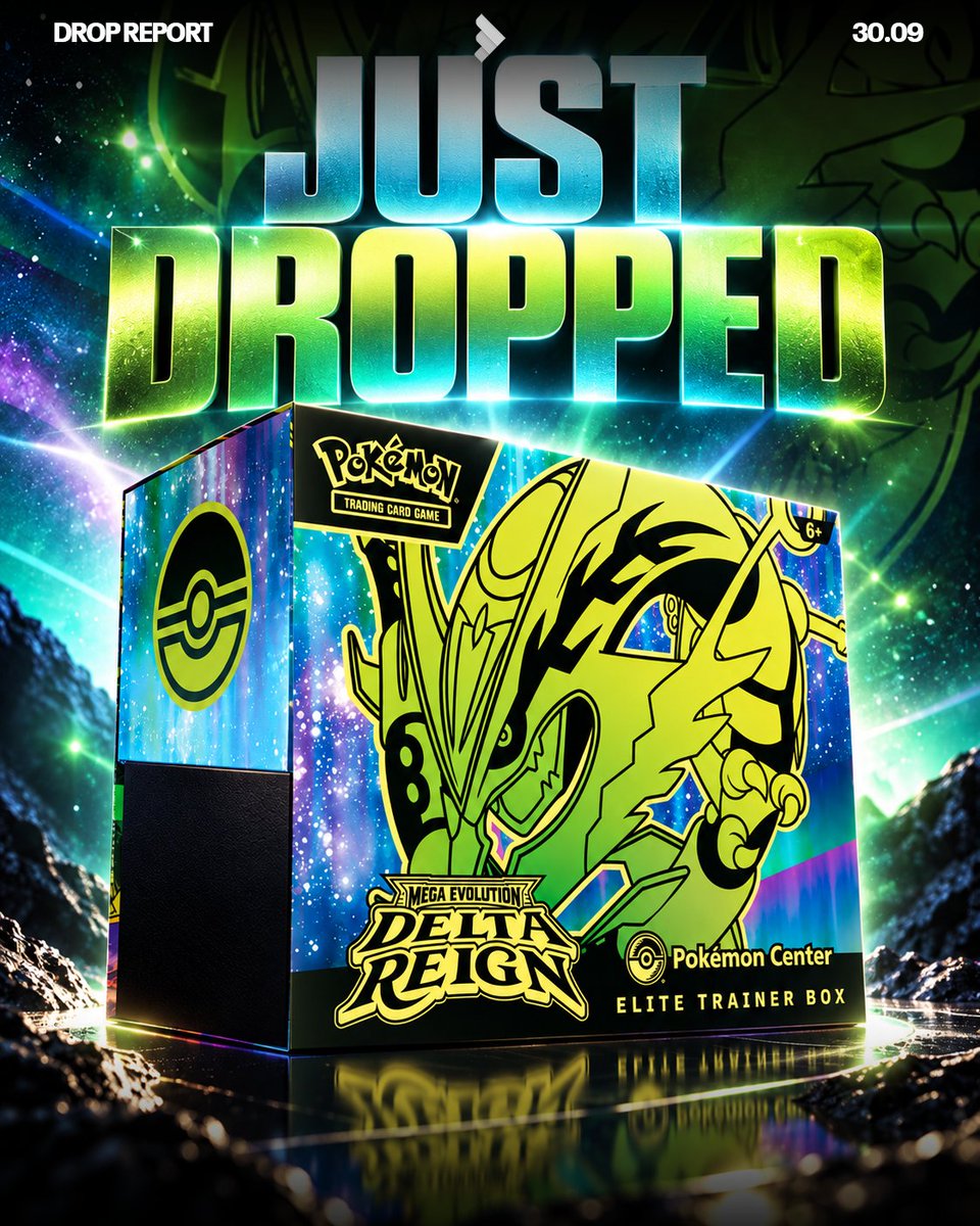TheDropView's tweet photo. 🚨 Pokémon Center just dropped the Mega Evolution: Delta Reign Elite Trainer Box! ⚡

Another Pokémon Center exclusive to watch — these usually move fast, so don’t sleep on it.

🔗 Links &amp; updates inside TDV
💬 Join us — we get everything at retail. https://t.co/LaiDJODVrC