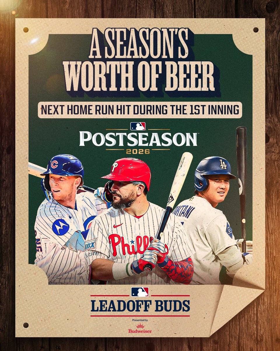 When the next home run is hit in the 1st inning of a Postseason game, fans can reply to our social posts and tag @​budweiserusa with #LeadoffBud for a chance to