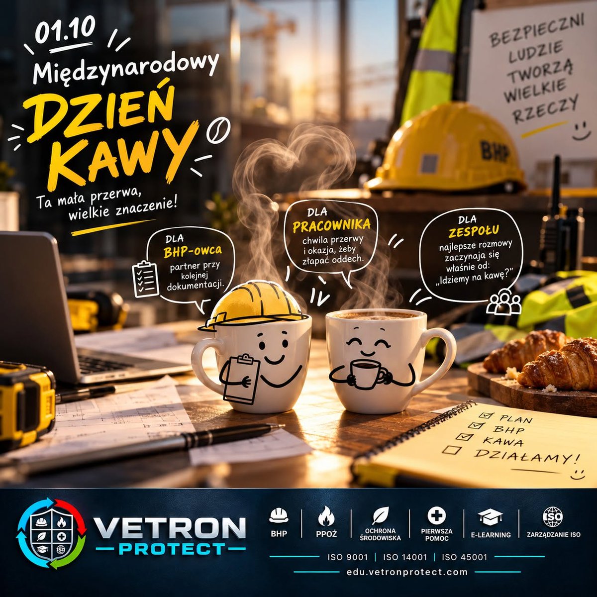 vetronprotect's tweet photo. ☕ 01.10 – Międzynarodowy Dzień Kawy!

Kawa nie jest środkiem ochrony indywidualnej… ale przed 8:00 bywa niezbędna. 😉☕

Życzymy bezpiecznej pracy, dobrej kawy i zero wypadków! 🦺

#VetronProtect #DzieńKawy #BHP https://t.co/RqVNmVL9JB