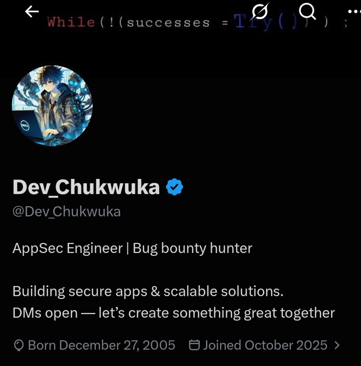 Dev_Chukwuka's tweet photo. Got my first blue tick 😭💙

Looking forward to connecting with more people from different fields.

We moveee 🤝 https://t.co/m8TIF1Rj1n