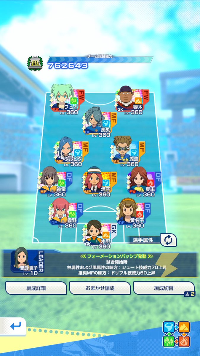 cocoaran7peace's tweet photo. ガゼル完凸させたけど
編成浮かばなくて結局これ。
天馬はマッハウィンド暴発するから
ベンチに下げました😭

円堂に💋キスした💋塔子はあと一枚。

完凸まで夏美引かなかったの今更、後悔。
全シーズン3位だったから
このまま1位とりてえ🥇
#イナイレクロス https://t.co/tjqlG8UqD0