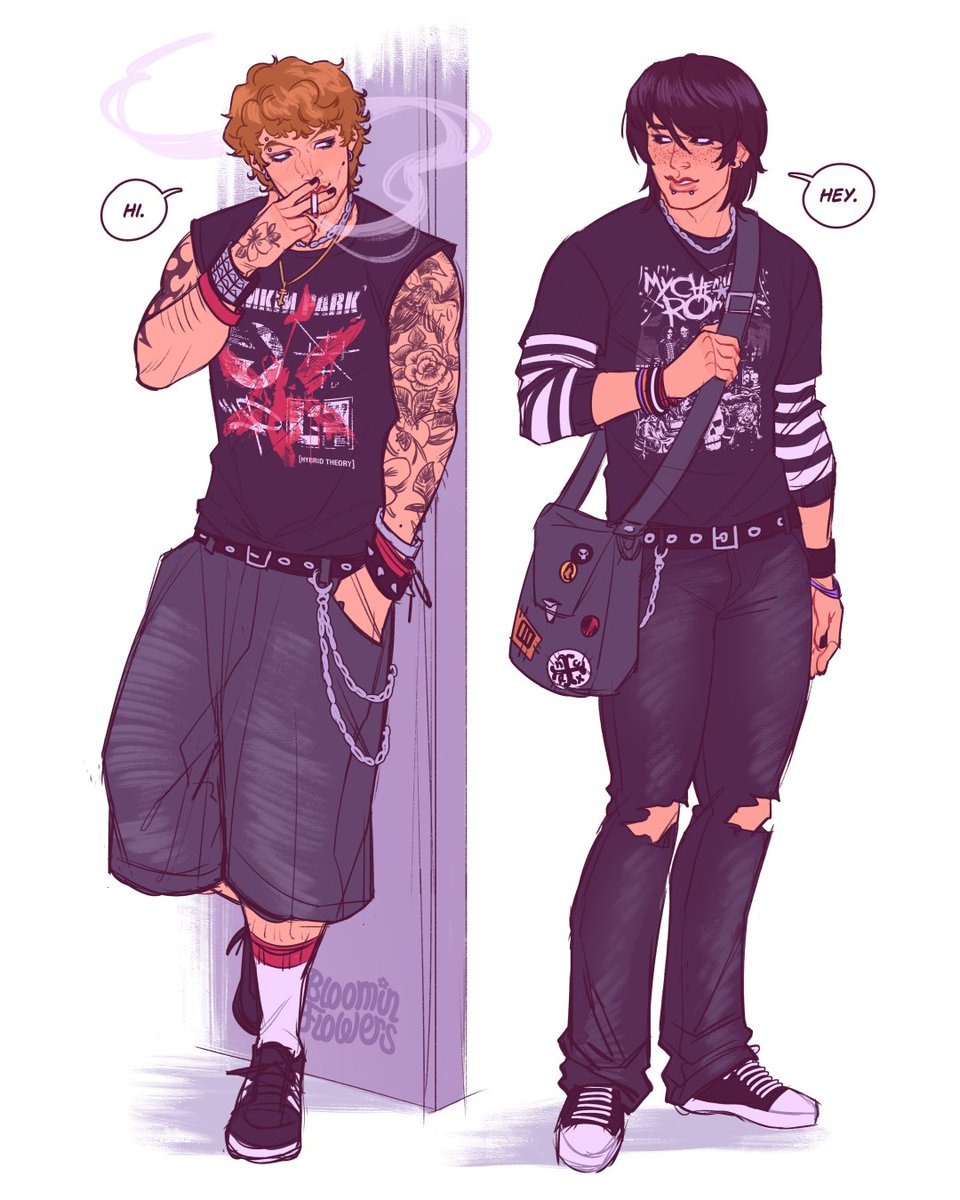 _bloominflowers's tweet photo. A very self-indulgent #Hollanov AU, where Shane and Ilya play for their respective bands as guitarists and often see each other at local band competitions and festivals, which eventually leads to something more 💆‍♀️ https://t.co/WHULBsb2k0