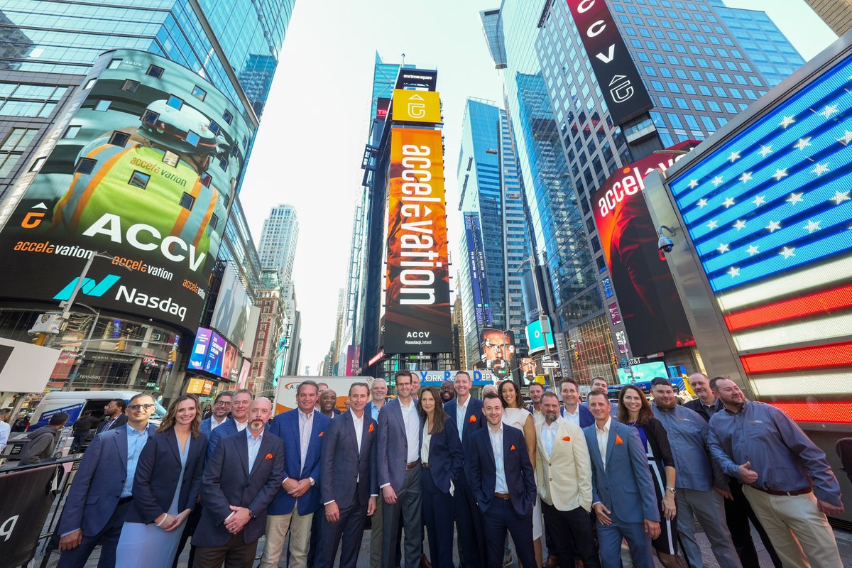 NasdaqExchange's tweet photo. Founded in 2017, Accelevation is redefining modern American manufacturing, combining speed, innovation and execution to solve today’s most demanding infrastructure challenges. 

Here's to an exciting next chapter, $ACCV. #NasdaqListed https://t.co/LLYdnc9Bwg