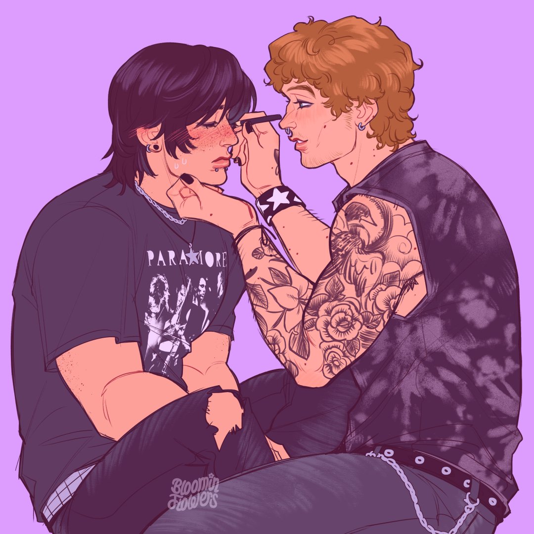 _bloominflowers's tweet photo. A very self-indulgent #Hollanov AU, where Shane and Ilya play for their respective bands as guitarists and often see each other at local band competitions and festivals, which eventually leads to something more 💆‍♀️ https://t.co/WHULBsb2k0