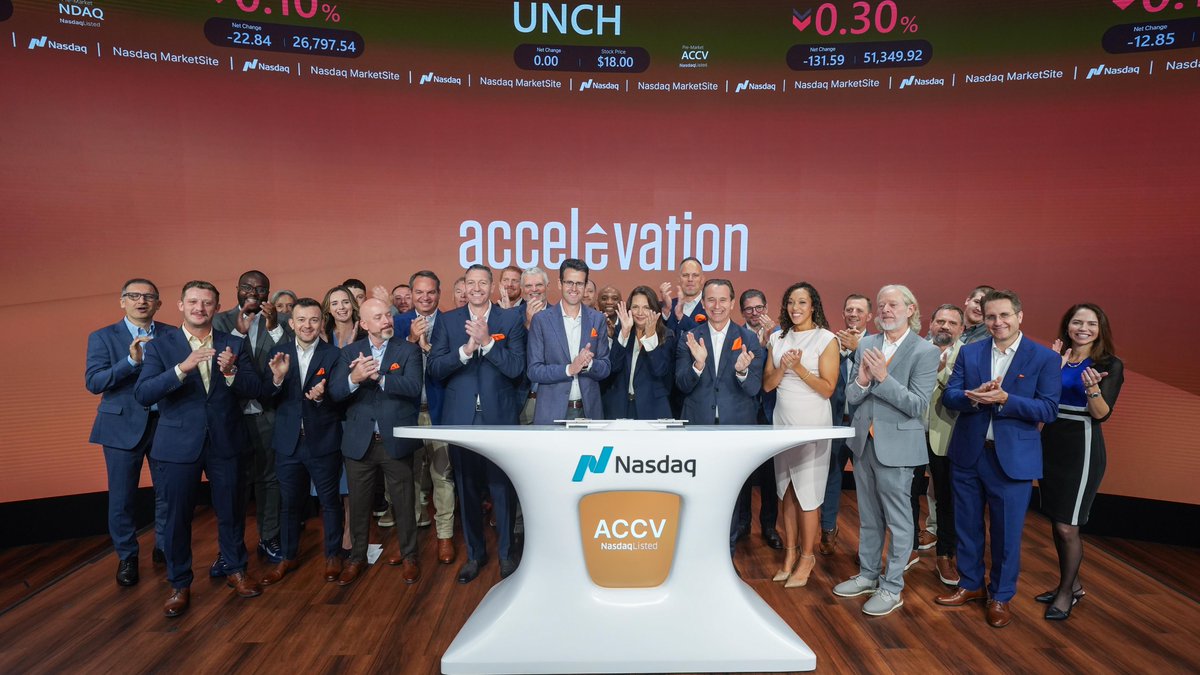 NasdaqExchange's tweet photo. Founded in 2017, Accelevation is redefining modern American manufacturing, combining speed, innovation and execution to solve today’s most demanding infrastructure challenges. 

Here's to an exciting next chapter, $ACCV. #NasdaqListed https://t.co/LLYdnc9Bwg