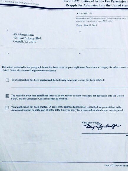 SupremeCourtALI's tweet photo. @USCISJoe @VisaBR 
@usembislamabad 
🇺🇸25 yrs family Slpit🇺🇸🇵🇰
VisA not issued 
A-078391195
ISL2013672023

DHS👉I-272
(X)”THE RECORD IN YOUR 
CASE ESTABLISHES THAT
YOU DO NOT REQUIRE
CONSENT TO REAPPLY
FOR ADMISSION INTO
UNITED STATES AMERICAN CONSUL HAS BEEN NOTIFIED”

ISSUE VISA https://t.co/cj4aFj2Ygc