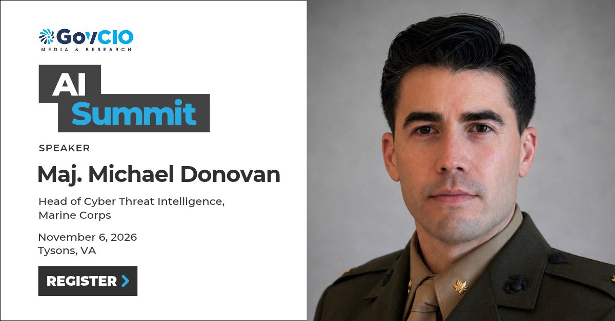 GovCIOMedia's tweet photo. As AI becomes more embedded in mission systems, securing the environments behind it is becoming just as critical as deploying the technology itself.

Maj. Michael Donovan, the Marine Corps' Head of Cyber Threat Intelligence and architect of Artemis — an AI-enabled cyber investigation system designed to conduct end-to-end investigations across large-scale enterprise telemetry — joins the AI Summit on November 6 to explain how his team is countering emerging threats, protecting sensitive data and advancing AI without compromising resilience.

Register to attend: https://t.co/xd4fSO4uyg

#AISummit26
