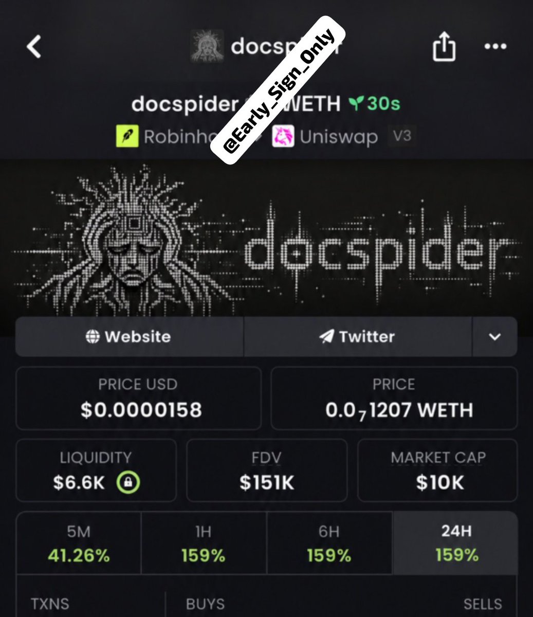 Early_Sign_Only's tweet photo. I dropped $docspider ealy at $10K mcap in my private group — now is $250K! 🚀📈Another early setup making a major move. 💯 Keep watching the market for the next setups. Hit Follow me + join my TG group & Discord for future updates. 🚀

CA 0x9259b34b4ff1EfE75591E262F009B8B367B57205