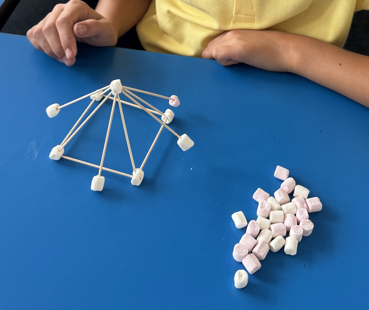 ButtonLane_'s tweet photo. 4B have been looking at building pavilions in DT. They did this using coctail sticks and mini marshmallows. We discussed which shapes are strongest and the children experimented then to help with their designs next week. https://t.co/9qRETbweIS