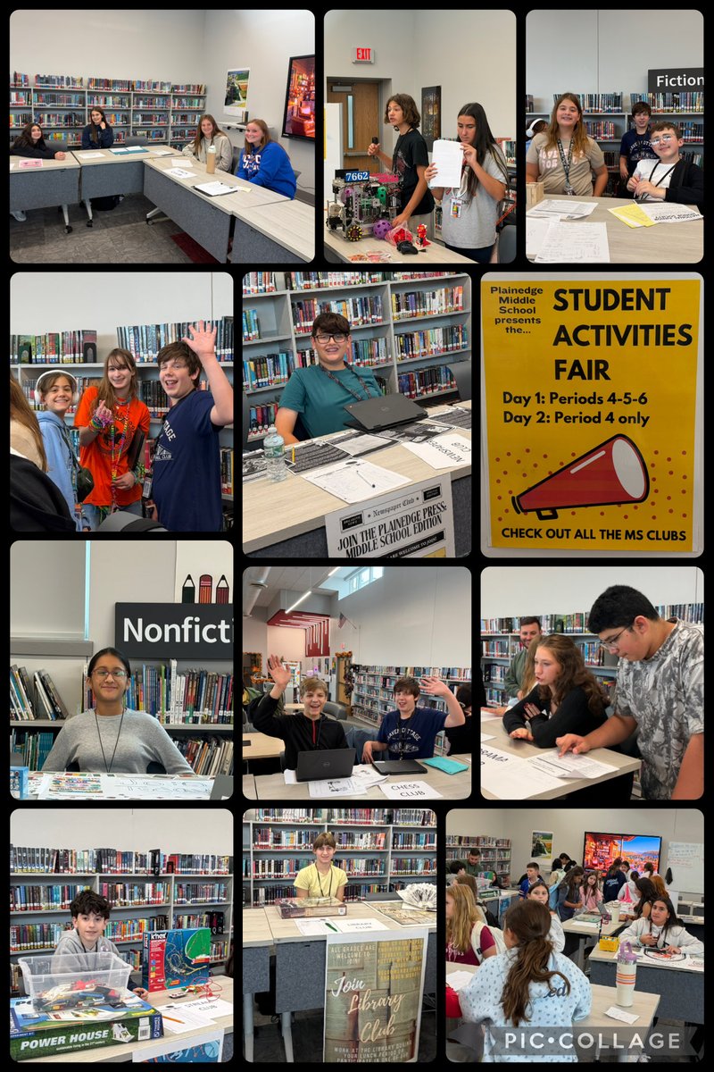 PlainedgeMSLMC's tweet photo. Hosted the MS Student Activities Fair in the Library. It was awesome to see 7th and 8th graders sharing all of the great things they do in each club. Lots of new members to add to the rosters! https://t.co/Es93AEWVJB
