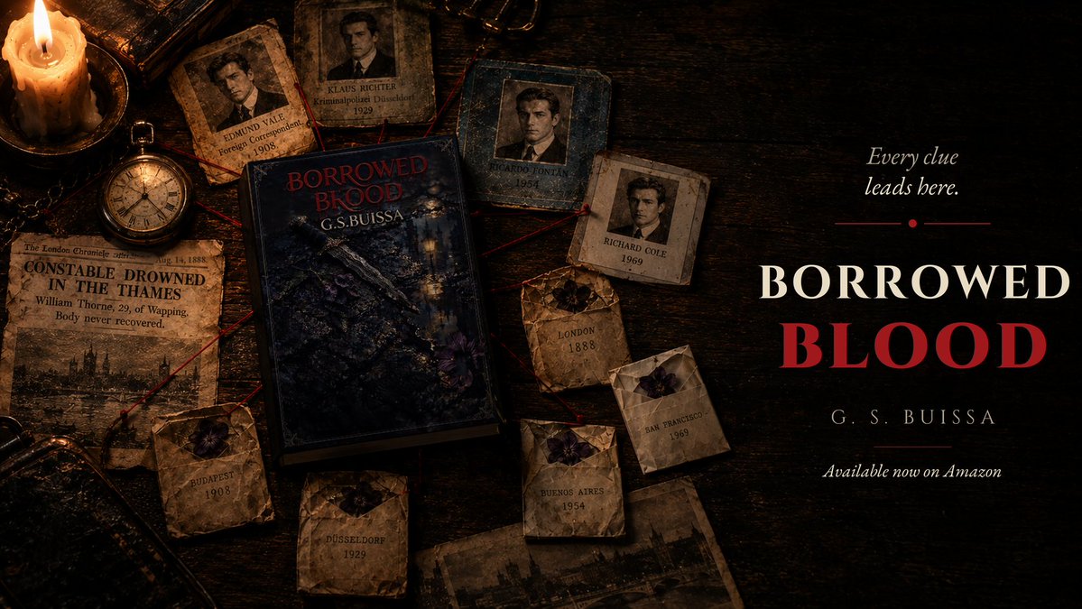 Gbuissa1977's tweet photo. Every clue leads here.

A constable who died in 1888.
A killer who signs with violets.
A hunt that crosses a century.
🩸 Borrowed Blood, available now: https://t.co/qUHmCkFEoN https://t.co/onjs7uR8jo