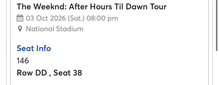tix_house's tweet photo. Selling the Weeknd Singapore – 1x Ticket
Selling tickets for The Weeknd Tour in Singapore  date 2&amp;3 oct
Dm ASAP if interested https://t.co/tMcormIMJ7