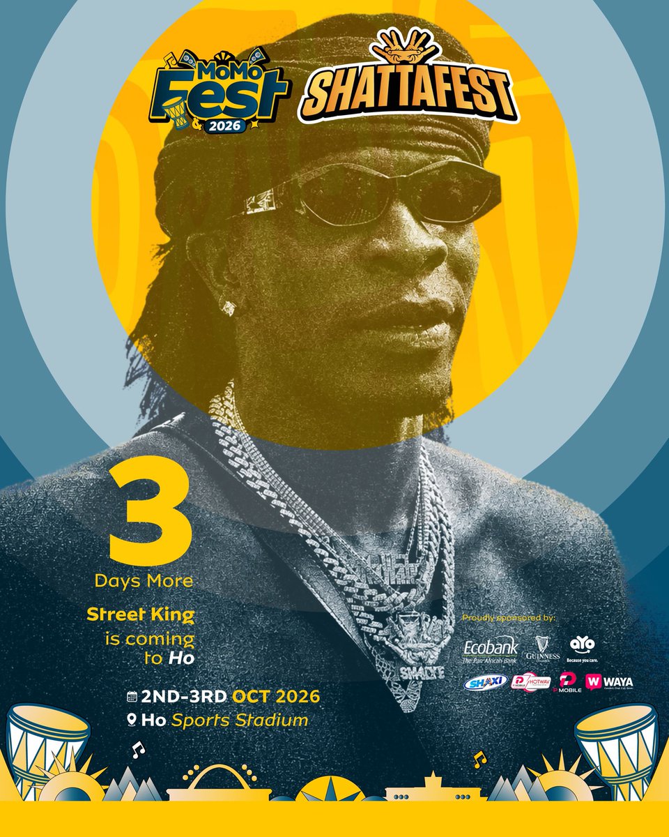 MoMoFromMTNGh's tweet photo. MoMo Fest dey come and Shatta Wale dey lead the whole show! In 3 days, the Shatta Movement is taking over the Volta capital! Join the army. Download the MoMo app and get your tickets now. https://t.co/3fAMUjNxnq