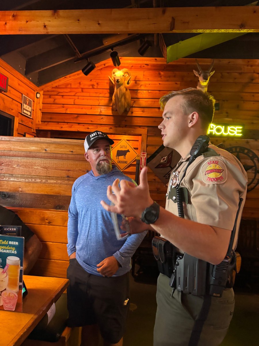 THPFallBranch's tweet photo. The Annual Tip-A-Cop fundraiser for @SOTennessee was held last evening at @texasroadhouse locations in the district. Troopers Farley and Fillers kept the rolls coming at the Morristown location! https://t.co/8ode8JKi99