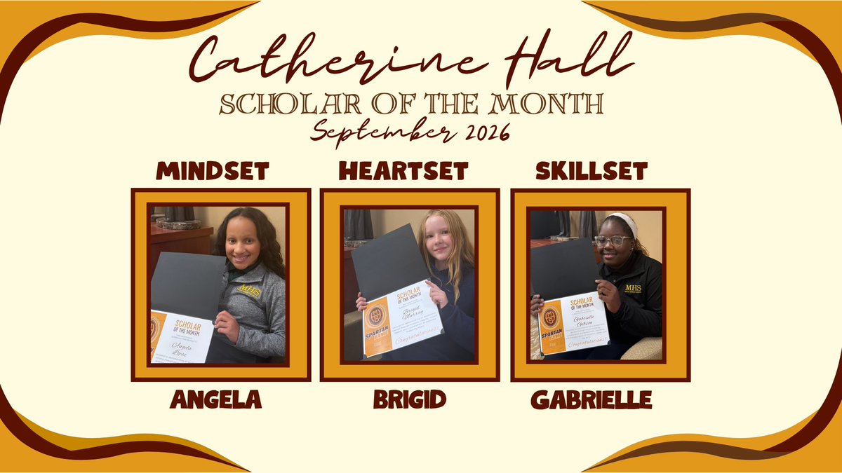 CHPrincipals's tweet photo. Congratulations to our September Scholars of the Month! These Spartans were recognized for demonstrating excellence in Mindset, Heartset, and Skillset. We’re proud to celebrate the ways they learn, lead, and live out what it means to be a Spartan each day! @miltonhershey https://t.co/19brYl3DBk