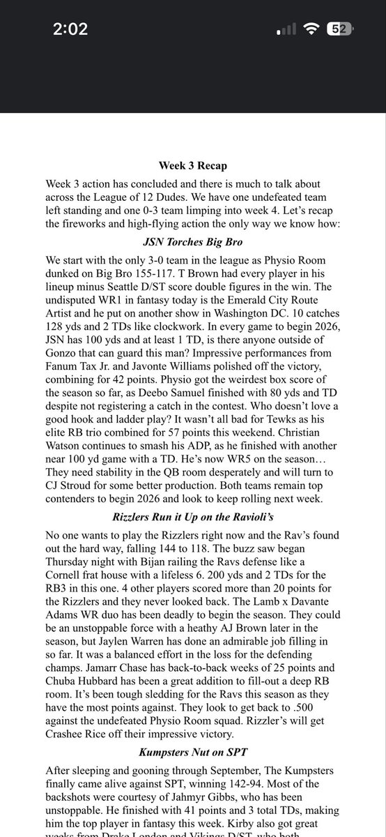 12DudesFFL's tweet photo. 🚨Week 3 Recap🚨 https://t.co/YkkVn5tfOC