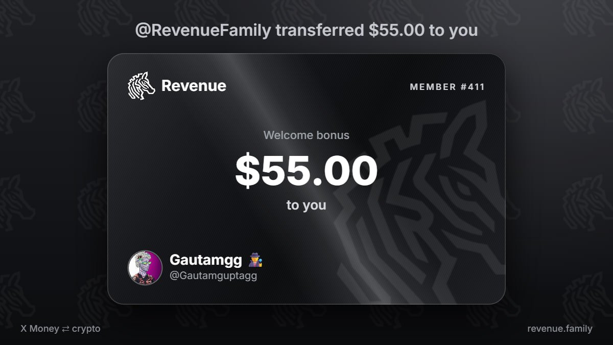 Gautamguptagg's tweet photo. Free $30–$600 for 2 minutes of work by @RevenueFamily 

Found this today. You can potentially get up to $600 by completing a few social tasks.

Steps:

1. Open the link → Connect your X account: https://t.co/f0v4aRVwJP
2. Complete all the social tasks
3. You may receive up to $600 ( mostly users recieving $30-$60) Withdrawal is reportedly available on October 4, with no KYC.

⚠️ Important: They can remove the signup bonus at any time, and there’s no guarantee that the withdrawal will actually work. But it only takes 2 minutes, so it’s worth trying. You can try it with all your X accounts.