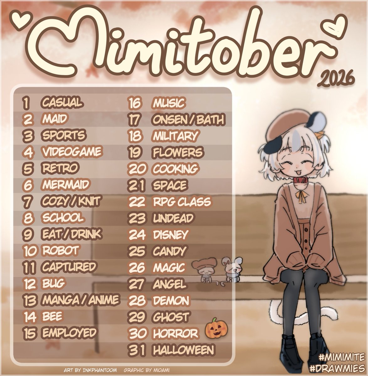 NemimiYane's tweet photo. it's time for mimitober...!🍂

you can draw, tweet, do oshikatsu, or whatever your heart desires for the different days!! but be sure to have fun with it!! 

i'm looking forward to seeing what dormies come up with!🩵 https://t.co/8hDJWzT82x