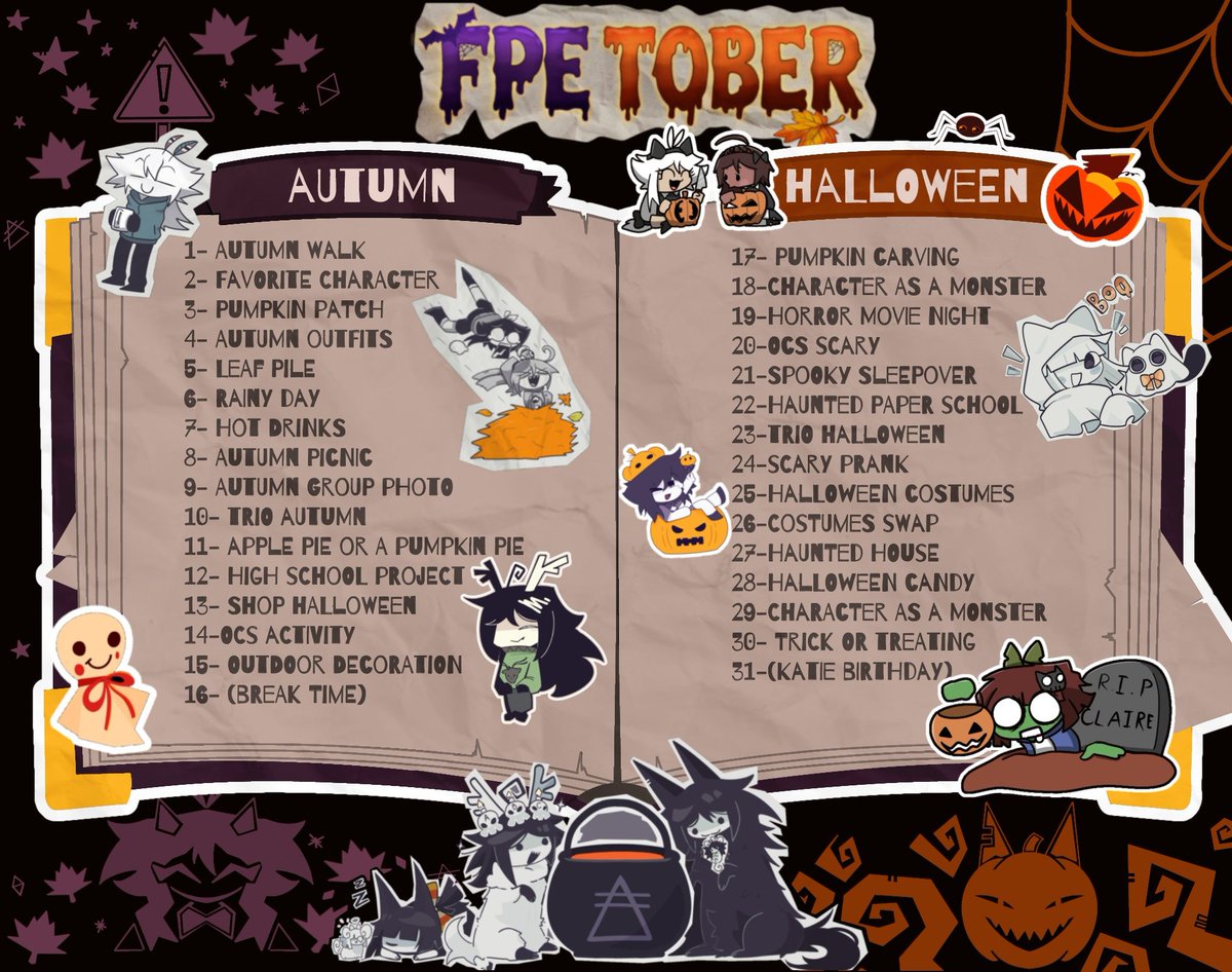 Mellytheapple's tweet photo. THE FPEtober2026 PROMPT LIST IS HERE!🎉

Me and my friends worked together to create a prompt list for this year's FPEtober!!

Use the hashtag #FPEtober2026 so I can see all your creations! ^^
I'm super excited to see what you guys will create!! 🩷🍂

 #Fundamentalpapereducation https://t.co/GrpoKiDJaU