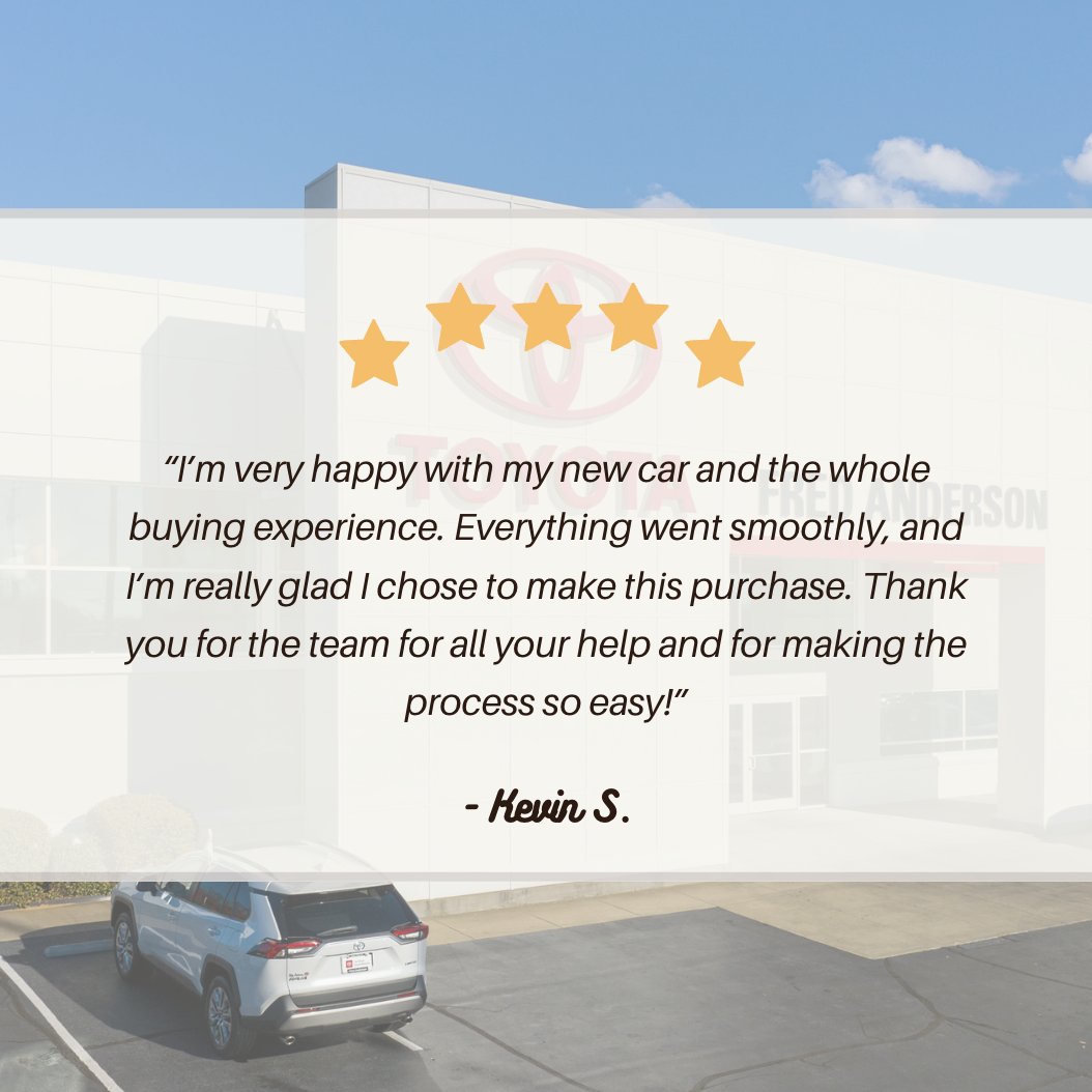 FAToyotaGreer's tweet photo. Great car-buying experiences start with a team that makes the process feel simple from start to finish. ⭐🚗 We’re glad to help our customers feel confident and supported throughout their purchase! #5StarReview https://t.co/RrNRZe18YA