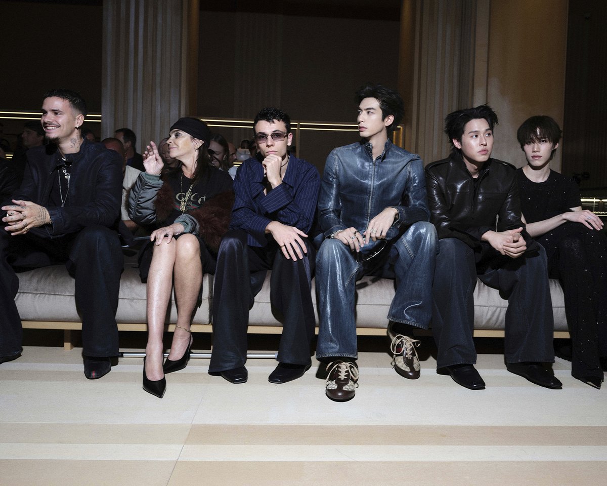 gucci's tweet photo. GUESTS    
 
#RomeoBeckham, #CarineRoitfeld, #FrancescoGheghi, Brand Ambassadors #SongWeiLong, @Billkin_Ent, and @PPKrit_Ent, #NadiaLeeCohen, #LouDoillon, #EvaHerzigova, #RiccardoScamarcio, and #AnnaFerzetti at #GucciTheStoreShow.  
 
#Bbillkin #PPKritt https://t.co/qDB3w2HJa2