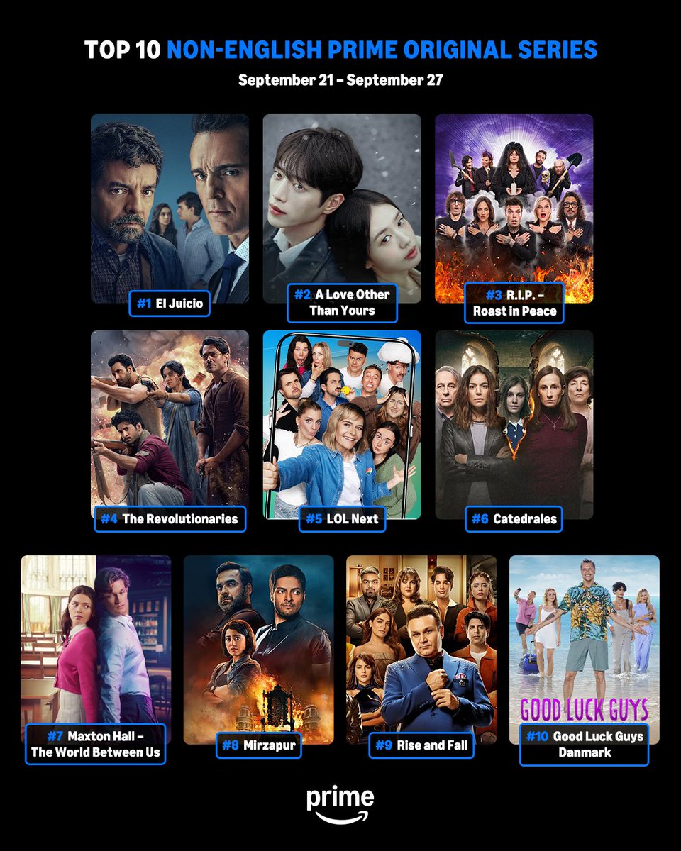 PrimeVideo's tweet photo. Presenting our Top 10 most-watched Prime Original Films & Series for the week of September 21. https://t.co/twVks2ebjZ