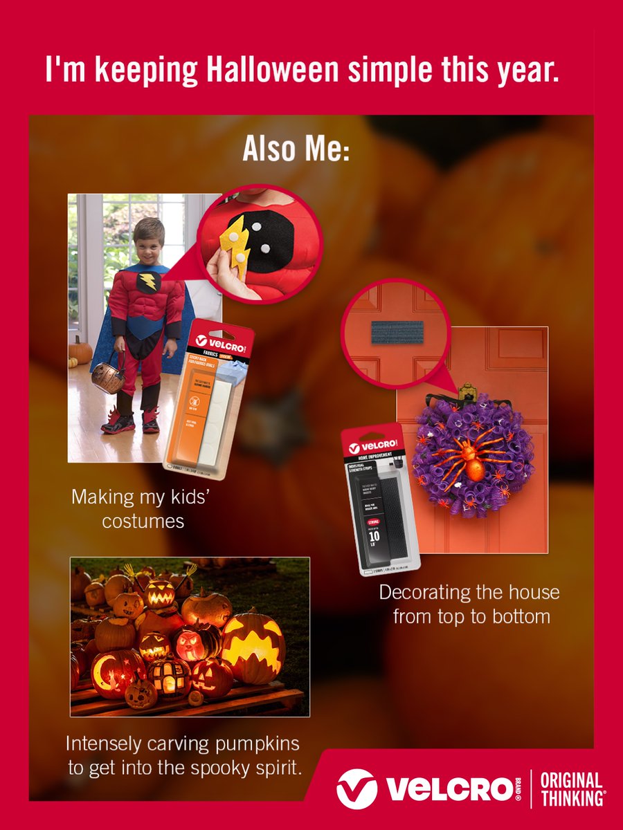 VelcroBrand's tweet photo. I don't always go all-out for Halloween...

...except every single year. 👻

What's the one Halloween project that always spirals for you? 🎃⬇️ https://t.co/3MVa2Vyr9h