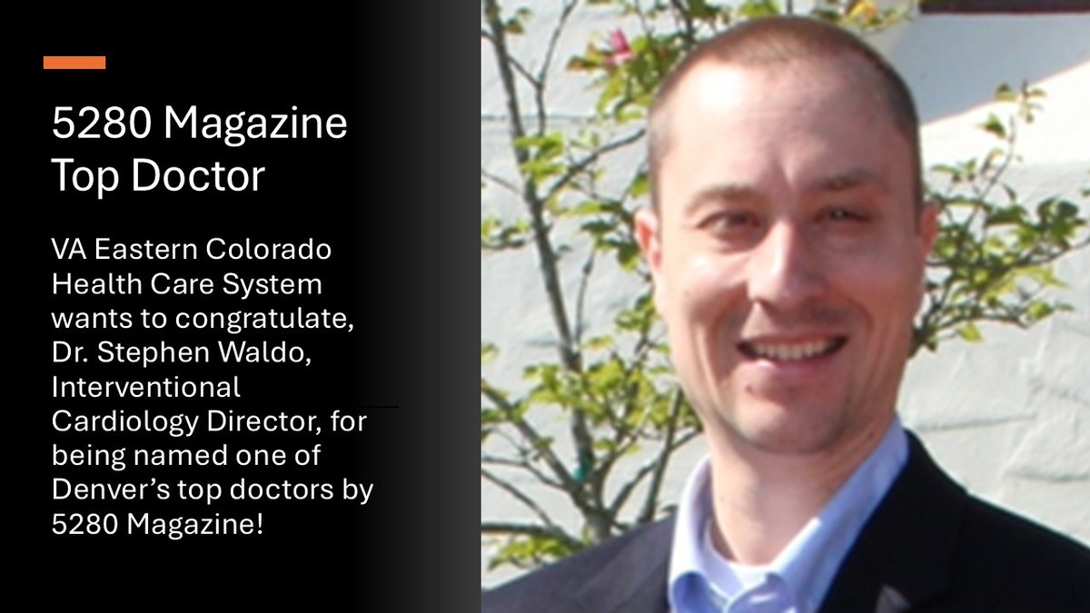 VAECHCS's tweet photo. VA ECHCS would like to congratulate Dr. Stephen Waldo, Interventional Cardiology Director, for being selected by the Denver-based magazine publication, 5280 Magazine, which recently released its list of the top doctors in the Denver area. https://t.co/0zLQS6ffsK