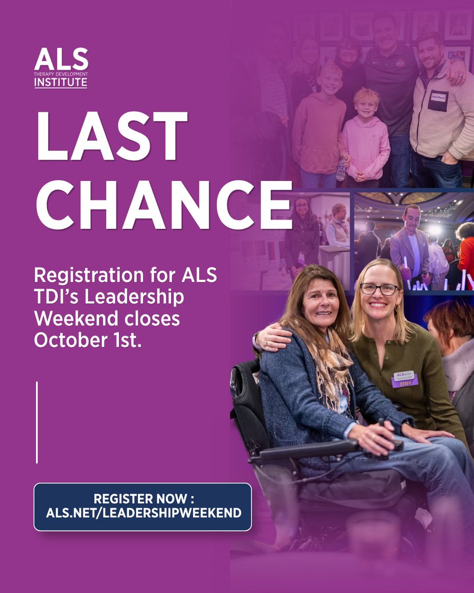 ALSTDI's tweet photo. TOMORROW is the last day to register in person for ALS TDI's Leadership Weekend: Open House at our Watertown lab, the Research Summit, and the White Coat Affair gala.

This is the moment → https://t.co/6dvZha2Gx4 https://t.co/VuUNusCdZC