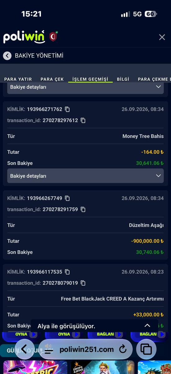 sitelerifsa1's tweet photo. Gelen şikayet mesajı ‼️ 

🚨 #POLİWİN’DE 1 MİLYON TL BAKİYEM YOK EDİLDİ‼️

#POLİWİN DOLANDIRICIDIR ‼️‼️

Kullanıcı adım Wonn61.

26.09.2026 saat 00:20’de 1.000.000 TL bakiyeye ulaştım, ekran görüntüsünü alıp uyudum.

Sabah hesabıma giremedim. Canlı destek beni oyaladı. Sonunda girdiğimde bakiye sıfırdı!

Oyun geçmişinde 900.000 TL “Düzeltim” işlemi gördüm. İşlem saatleri, beni canlı destekte oyaladıkları saatlerle örtüşüyor.

Bana Referans olan kişi  site ile  anlaşıyor  komisyon karşılığında bakiyemi  sıfırlatıyor. 

Paramı sorunca her yerden engellendim.

#Poliwin