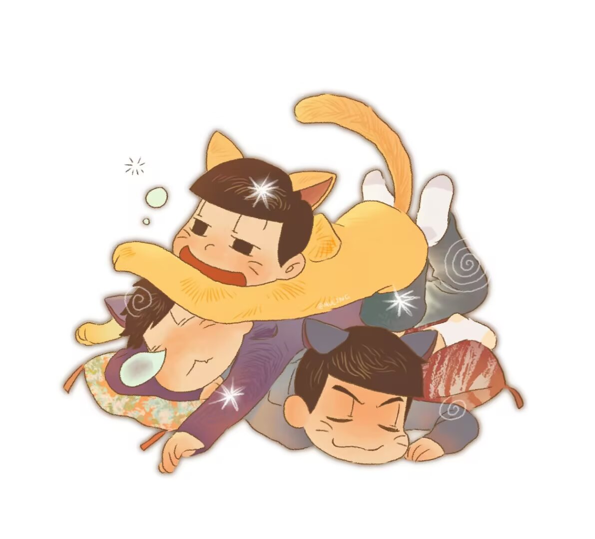 MULINGl6's tweet photo. 睡成一团—— https://t.co/aWAB8TqDfe