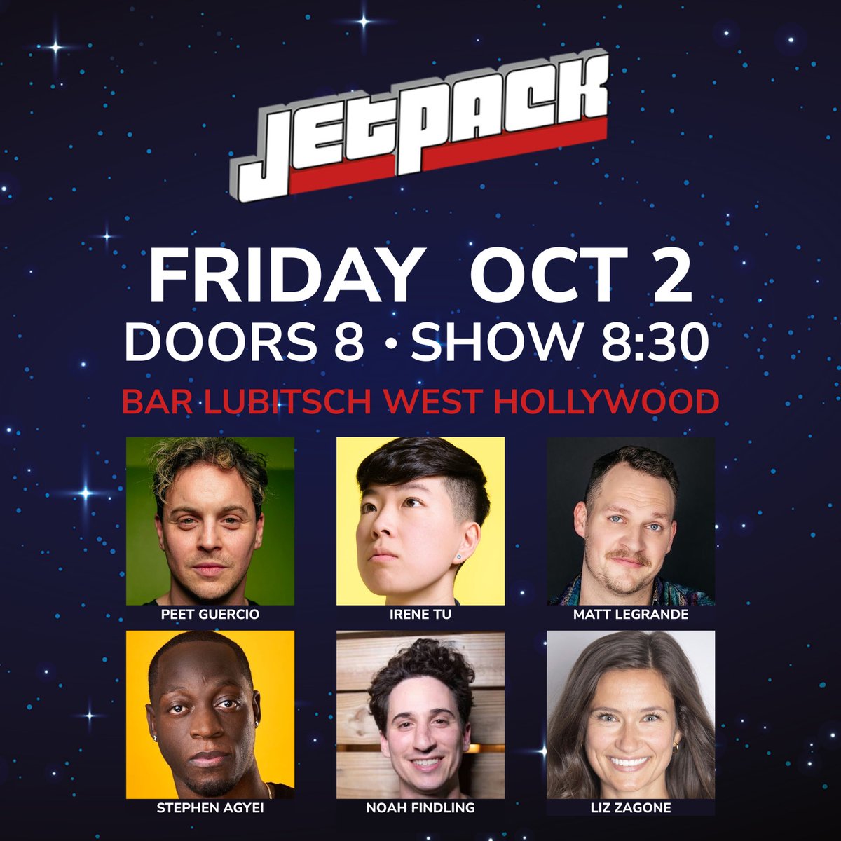JetpackComedy's tweet photo. LA's finest standup comedians in a swanky velvet vodka bar. No drink minimum, just killer comedy.

@PeetGuercio @irene_tu @mattelgrande @jizzZamboni  @stephenagyei @NoahBuiltTheARK @thecomedybureau @BarLubitsch 

Get tickets: https://t.co/0rhR8hhUtx https://t.co/6qRJmE1kKR