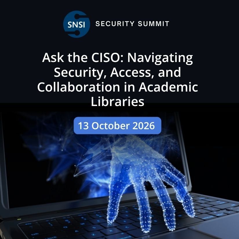 ISC_WDS's tweet photo. Academic librarians: Ready for real cybersecurity answers? Join SNSI 13 Oct for “Ask the CISO”—an online roundtable with a panel of Chief Information Security Officers &amp; IT leaders. Get practical solutions for secure access &amp; privacy. 

🔗 https://t.co/nk7Ayo9BX2 https://t.co/ZVmMPEV8WE