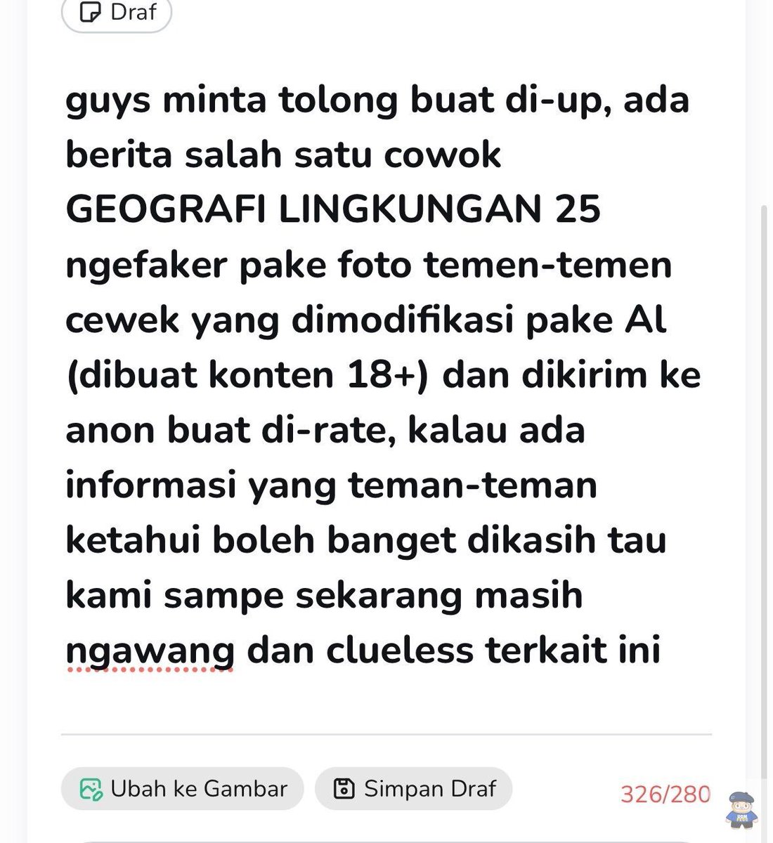UGM_FESS's tweet photo. bantu up temen-temen yujiem! untuk yg mengetahui perihal informasi ini pls reach out kita https://t.co/JmNLc6zaE0