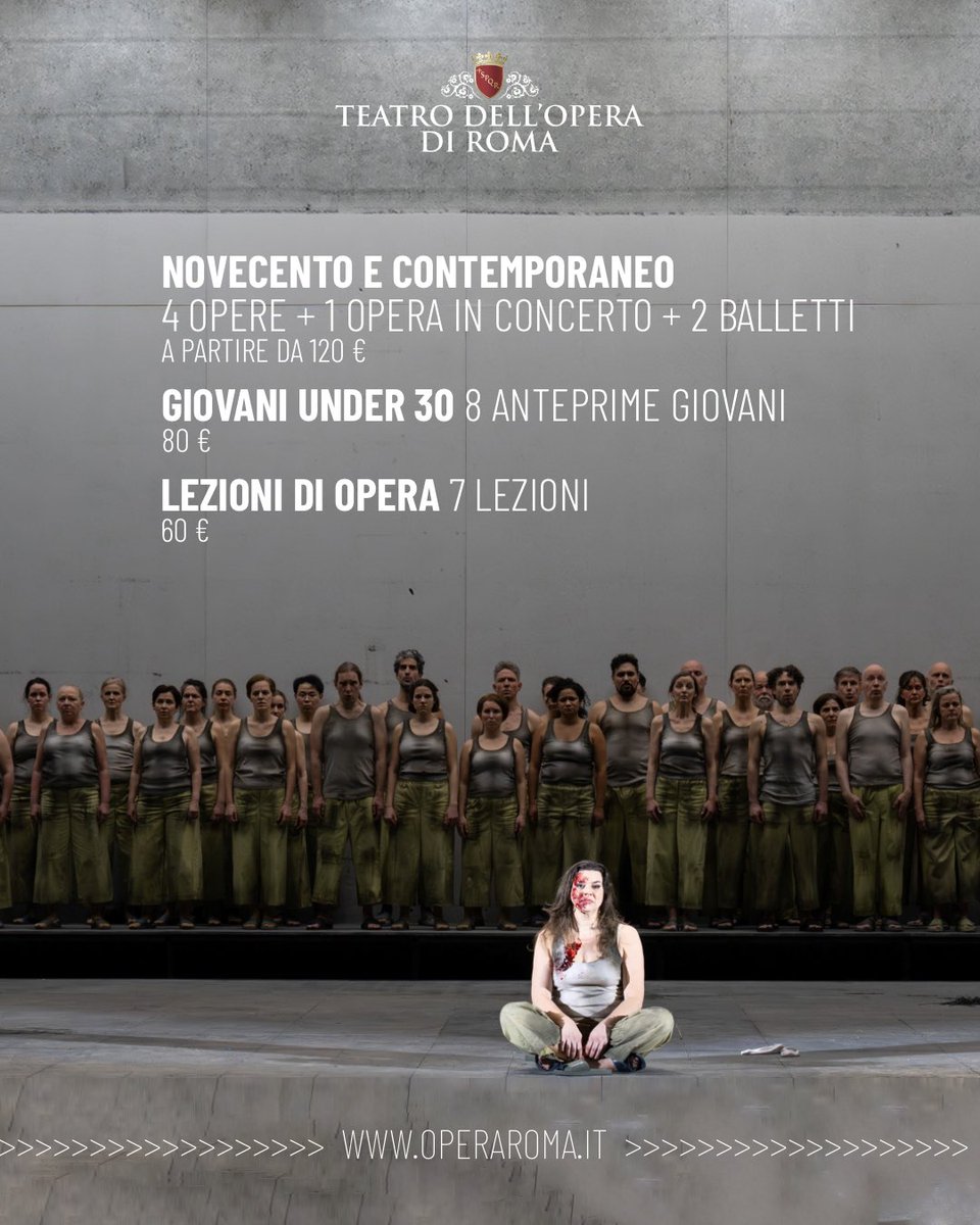 OperaRoma's tweet photo. Prosegue la campagna abbonamenti per la stagione 2026/27: da domani in vendita - oltre agli abbonamenti completi “Gran Teatro” - anche i mini-carnet. Scopri tutte le possibili combinazioni qui: https://t.co/iaH6gcdJ8b https://t.co/rBLDjgElvd