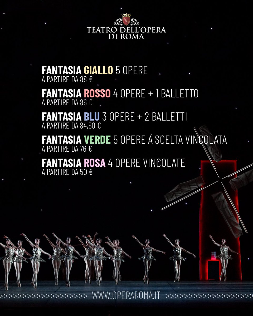 OperaRoma's tweet photo. Prosegue la campagna abbonamenti per la stagione 2026/27: da domani in vendita - oltre agli abbonamenti completi “Gran Teatro” - anche i mini-carnet. Scopri tutte le possibili combinazioni qui: https://t.co/iaH6gcdJ8b https://t.co/rBLDjgElvd