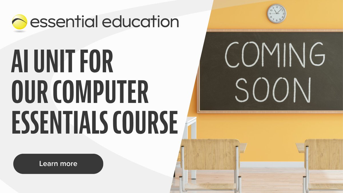 EssentialEd's tweet photo. Coming soon! Our Computer Essentials course will has an #AI unit. 💡 Learn to use AI tools in class, work, and daily life—no tech background required! 

#AdultEd #WorkforceReady https://t.co/U2z335hdbf