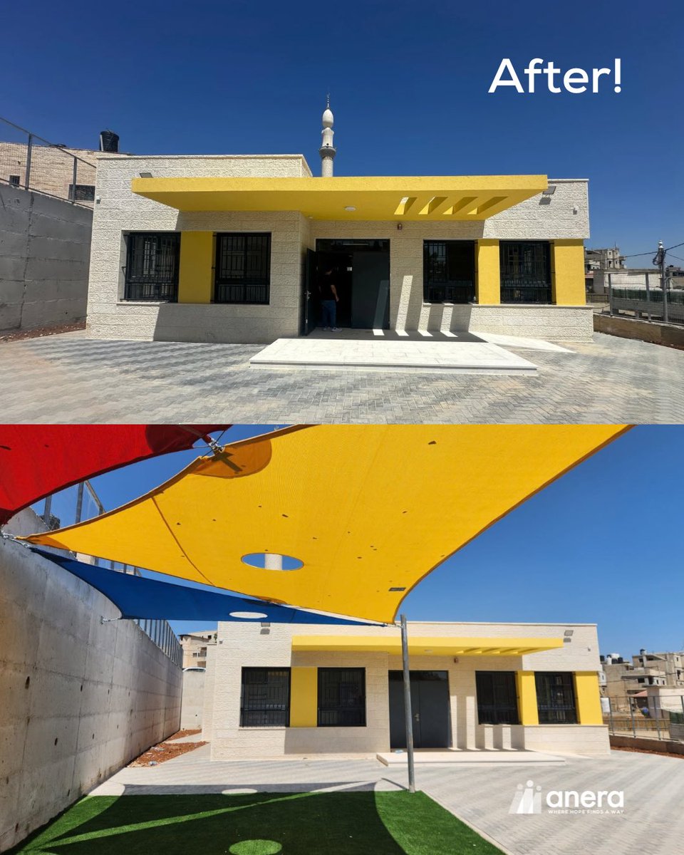 AneraOrg's tweet photo. For many Palestinian children in the West Bank, access to early childhood education remains limited, particularly in communities affected by movement restrictions and violence. This can have devastating consequences, such as missed days of learning. 

Anera builds and rehabilitates kindergartens to bring quality early learning closer to children and their families. These spaces give young children the chance to build confidence, develop essential social and learning skills, and experience the simple joys of childhood.

This particular school was recently established by our team in Jalazone. 

Head to our website to learn more about our kindergarten development and education work in Palestine: https://t.co/UDoOlUJ9i9